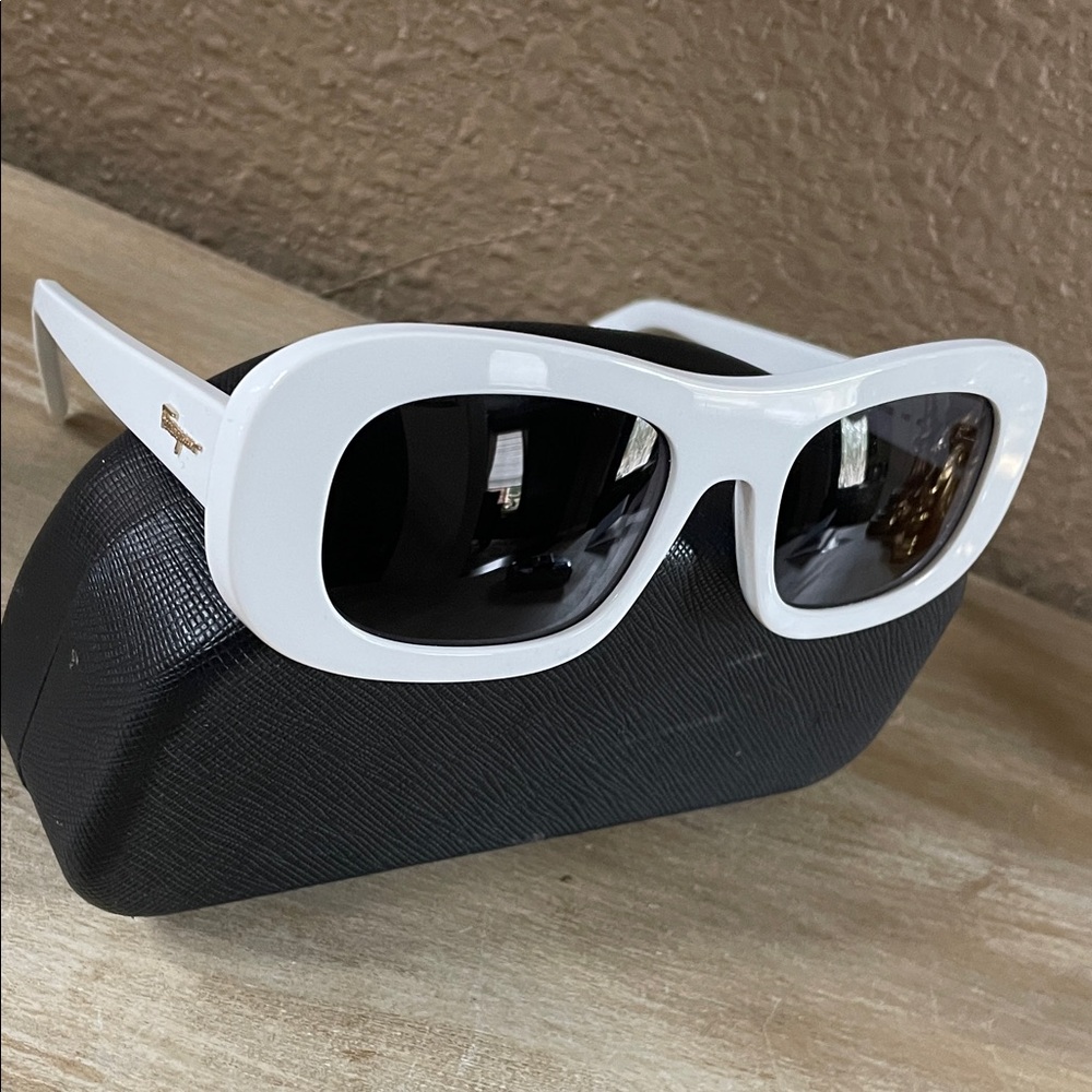Salvatore Ferragamo White Sunglasses. NEW with Case